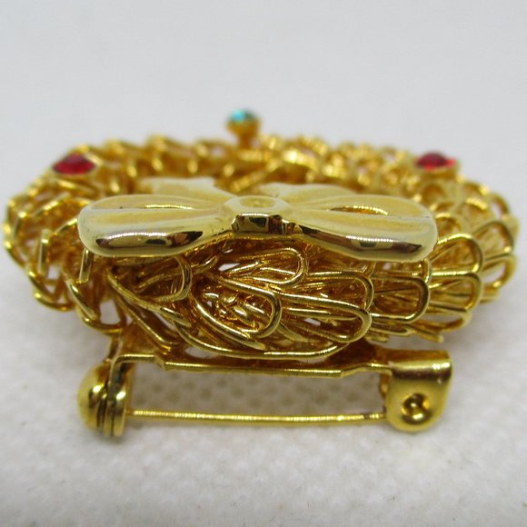 Eisenberg Christmas Wreath Brooch Eisenberg Rhinestone Christmas Wreath Brooch - Picture 13 of 14